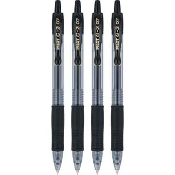 Pilot, G2 Premium Gel Roller Pens, Fine Point 0.7 mm, Black, Pack of 4