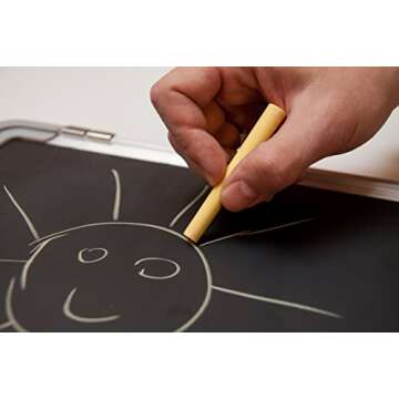 Chalkboard Set - Framed Black Board 24 x 18 inch with 1 Magnetic Eraser, 14 Chalk Sticks (7 Colors) and 2 Magnets - Small Wall Hanging Blackboard with Frame for Home, Kitchen and Kids (24x18)