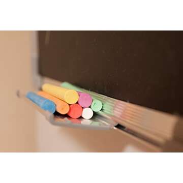 Chalkboard Set - Framed Black Board 24 x 18 inch with 1 Magnetic Eraser, 14 Chalk Sticks (7 Colors) and 2 Magnets - Small Wall Hanging Blackboard with Frame for Home, Kitchen and Kids (24x18)