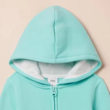 Cute Aqua Blue Fleece Zip-Up Hoodie for Girls