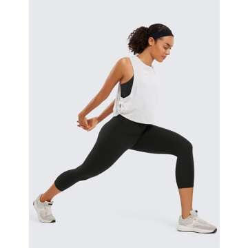 CRZ YOGA Womens Butterluxe Workout Capri Leggings with Pockets 21 Inches - High Waisted Gym Athletic Crop Yoga Black X-Large
