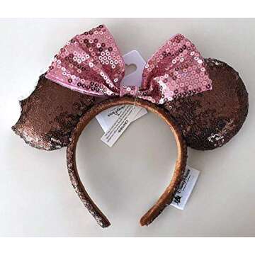 Disney Parks Chocolate Mickey Mouse Ice Cream Bar Bow Sequin Ears Headband