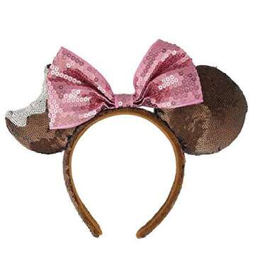 Disney Parks Chocolate Mickey Mouse Ice Cream Bar Bow Sequin Ears Headband