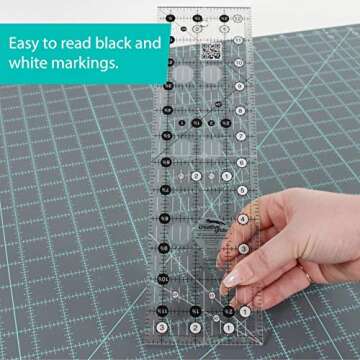 Creative Grids Quilt Ruler 3-1/2in x 12-1/2in Rectangle – CGR312 – Made in USA, Non-Slip Grip Ac...