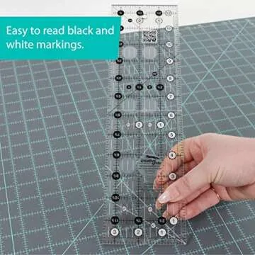 Creative Grids Quilt Ruler 3-1/2in x 12-1/2in Rectangle – CGR312 – Made in USA, Non-Slip Grip Ac...
