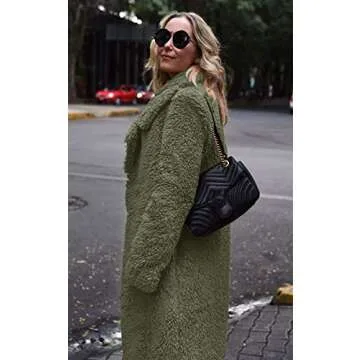Warm Stylish Women’s Fuzzy Fleece Long Cardigan Coat
