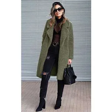 Warm Stylish Women’s Fuzzy Fleece Long Cardigan Coat