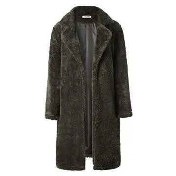 Warm Stylish Women’s Fuzzy Fleece Long Cardigan Coat