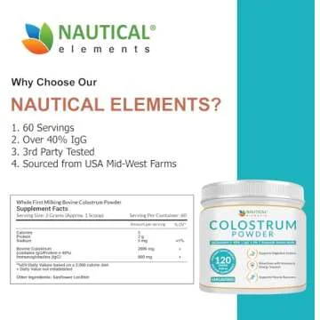 Colostrum Powder - Over 40% IgG - First 4-6 Hour Milking Grass Fed Colostrum - Bovine Colostrum - USA Midwest Pasture Raised Colostrum Supplement Powder - Unflavored Bovine Colostrum For Humans - 120g