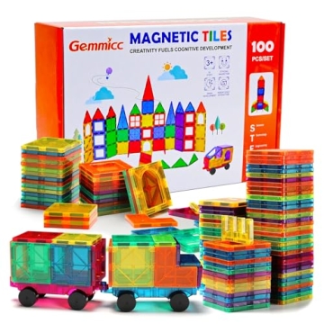Gemmicc 100 PCS Magnetic Tiles STEM Educational Building Toys