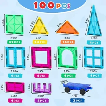 Gemmicc 100 PCS Magnetic Tiles STEM Educational Building Toys