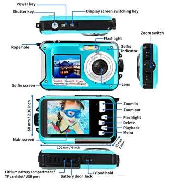 Underwater Camera 24MP Waterproof Digital for Snorkeling