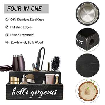 Unistyle Hair Blow Dryer/Curling Iron Holder, Countertop, Hair Tools & Styling Supplies Organizer Fl...