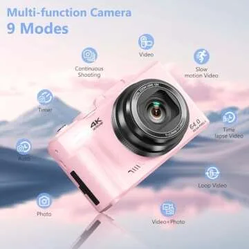 4K Digital Camera with Flip Screen and 18X Zoom