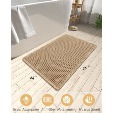 AMOAMI Waffle Bath Mat - Ultra Soft Non-Slip & Absorbent