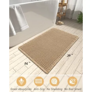 AMOAMI Waffle Bath Mat - Ultra Soft Non-Slip & Absorbent
