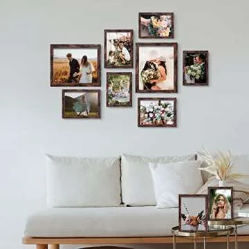 LUCKYLIFE Picture Frame Set 10-Pack, Gallery Wall Frame Collage with 8x10 5x7 4x6 Frames in Brown Finishes