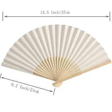 SL crafts 50pcs Paper Hand Fan with Organza Bags Bamboo Handheld Folding Fans DIY Decorative Wedding...