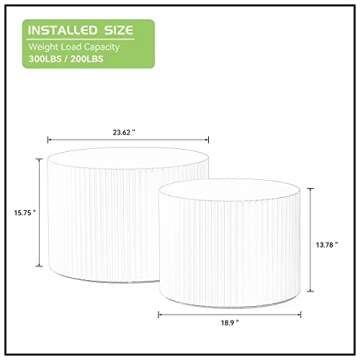 KEVINSPACE Round Coffee Table Set of 2 Nesting Coffee Table Modern for Living Room, Round End Table ...