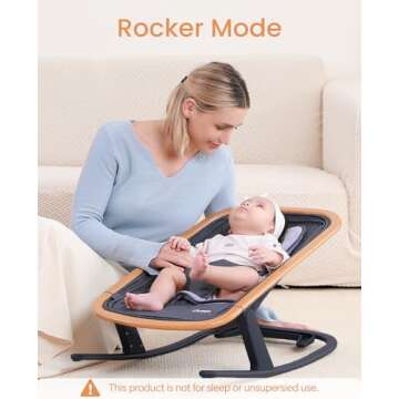 LAREX Baby Bouncer, Portable Bouncer Seat Baby Rocker Chair Infant Bouncy Seat with 3 Point Harness,...