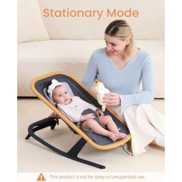 LAREX Baby Bouncer, Portable Bouncer Seat Baby Rocker Chair Infant Bouncy Seat with 3 Point Harness, Infant 2 in 1 Rocker, 0-6 Months up to 20 lbs