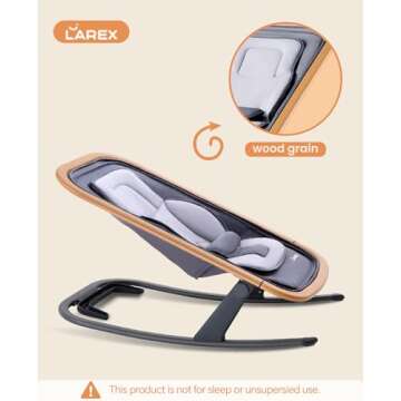 LAREX Baby Bouncer, Portable Bouncer Seat Baby Rocker Chair Infant Bouncy Seat with 3 Point Harness, Infant 2 in 1 Rocker, 0-6 Months up to 20 lbs