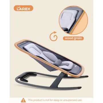 LAREX Baby Bouncer, Portable Bouncer Seat Baby Rocker Chair Infant Bouncy Seat with 3 Point Harness, Infant 2 in 1 Rocker, 0-6 Months up to 20 lbs