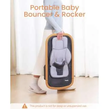 LAREX Baby Bouncer, Portable Bouncer Seat Baby Rocker Chair Infant Bouncy Seat with 3 Point Harness, Infant 2 in 1 Rocker, 0-6 Months up to 20 lbs