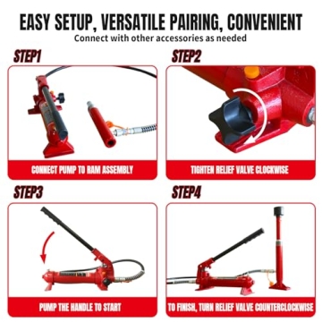 BIG RED 4 Ton Porta Power Kit with 17-Pcs Hydraulic Tools