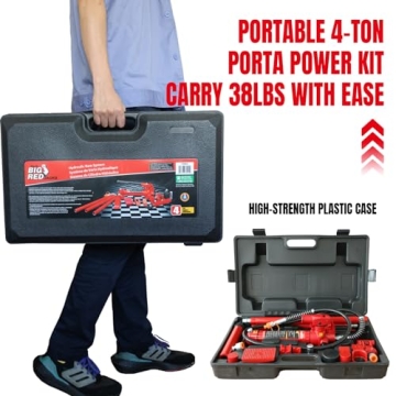 BIG RED 4 Ton Porta Power Kit with 17-Pcs Hydraulic Tools