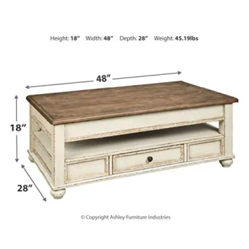Stylish Vintage Farmhouse Lift Top Coffee Table with Storage