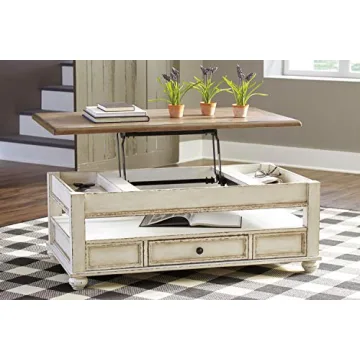 Stylish Vintage Farmhouse Lift Top Coffee Table with Storage