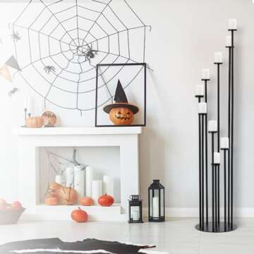 Fullvaseer Black 9 Arm Floor Candle Holder Candelabra for Home Decor, Weddings, Dinner Parties Forma...