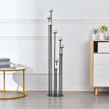 Fullvaseer Black 9 Arm Floor Candle Holder Candelabra for Home Decor, Weddings, Dinner Parties Formal Events(Candle Excluded)