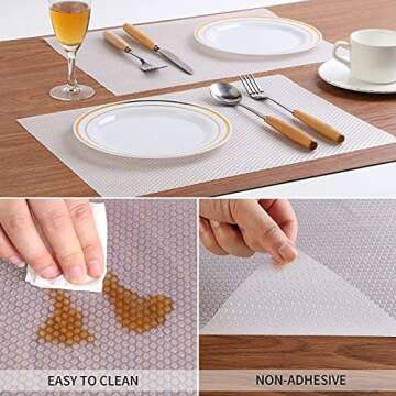 Shelf Liner Non-Adhesive 17.4" X 120 Inch Transparent Cabinets Liner, Double Sided Non-Slip Drawer Liners for Glass Shelves, Kitchen Storage,Pantry Cupboard,Refrigerator