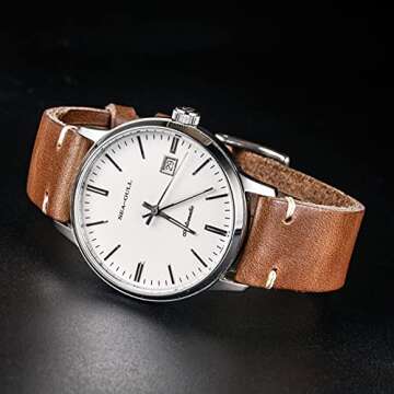 hemsut h Men's Watch Bands, Horween Leather Watch Strap, 22mm Quick Release Vintage Watch Replacemen...