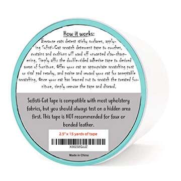 Sofisti-Cat Training Tape, Cat Tape for Furniture, Cat Scratch Deterrent for Furniture, Keep Cats fr...