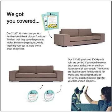 Sofisti-Cat Training Tape, Cat Tape for Furniture, Cat Scratch Deterrent for Furniture, Keep Cats from Scratching Furniture with Our Double -Sided Tape Cat Repellent