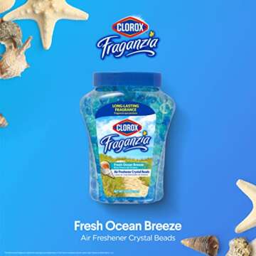 Clorox Fraganzia Air Freshener Beads - Fresh Ocean Breeze 12oz Gel Air Fresheners for Home, Odor Eli...