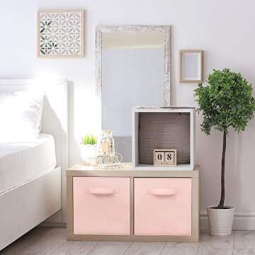 MaidMAX Fabric Storage Bins 10.5×10.5×11, Foldable Cloth Cube Storage Bins for Home Bedroom Closet Drawers Organizer, Pink, Set of 6