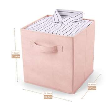 MaidMAX Fabric Storage Bins 10.5×10.5×11, Foldable Cloth Cube Storage Bins for Home Bedroom Closet Drawers Organizer, Pink, Set of 6