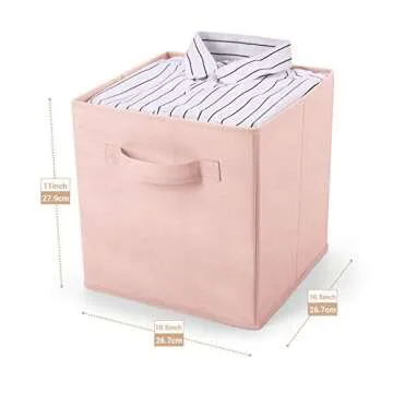 MaidMAX Fabric Storage Bins 10.5×10.5×11, Foldable Cloth Cube Storage Bins for Home Bedroom Closet Drawers Organizer, Pink, Set of 6