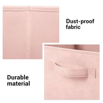 MaidMAX Fabric Storage Bins 10.5×10.5×11, Foldable Cloth Cube Storage Bins for Home Bedroom Closet Drawers Organizer, Pink, Set of 6