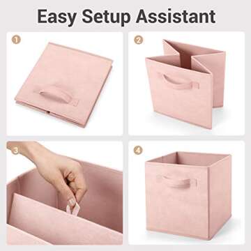 MaidMAX Fabric Storage Bins 10.5×10.5×11, Foldable Cloth Cube Storage Bins for Home Bedroom Closet Drawers Organizer, Pink, Set of 6