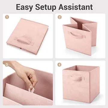 MaidMAX Fabric Storage Bins 10.5×10.5×11, Foldable Cloth Cube Storage Bins for Home Bedroom Closet Drawers Organizer, Pink, Set of 6