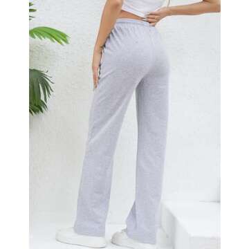 DAOAO Women’s Sweatpants Wide Straight Leg Pants High Waist with Pocket Grey XXL