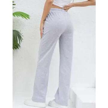 DAOAO Women’s Sweatpants Wide Straight Leg Pants High Waist with Pocket Grey XXL