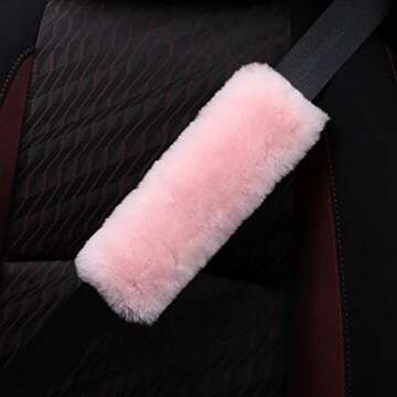 ROYAGO Soft Genuine Sheepskin Wool Auto Seat Belt Cover Seatbelt Shoulder Pad for a More Comfortable...