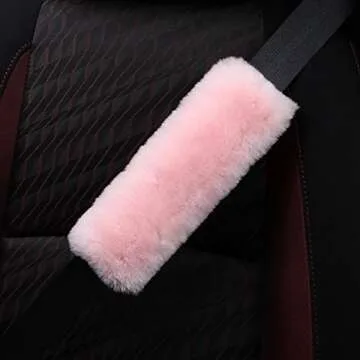 ROYAGO Soft Genuine Sheepskin Wool Auto Seat Belt Cover Seatbelt Shoulder Pad for a More Comfortable...