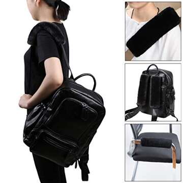 ROYAGO Soft Genuine Sheepskin Wool Auto Seat Belt Cover Seatbelt Shoulder Pad for a More Comfortable Driving, Compatible with All Cars(Pink)